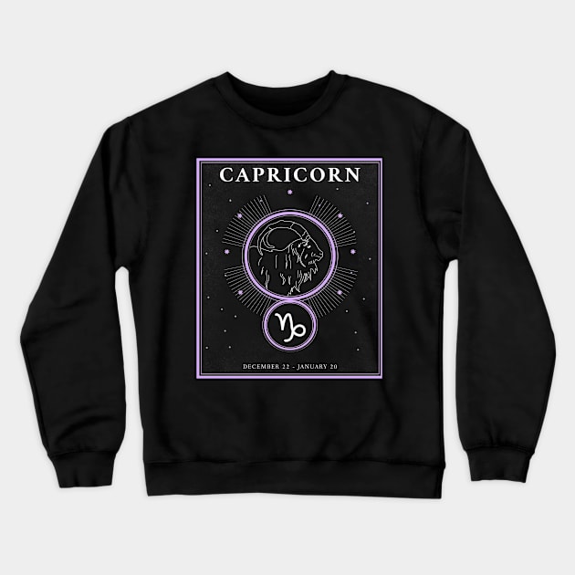 Capricorn Zodiac Horoscope Sign Astrology Tarot Cosmos Crewneck Sweatshirt by Sassee Designs